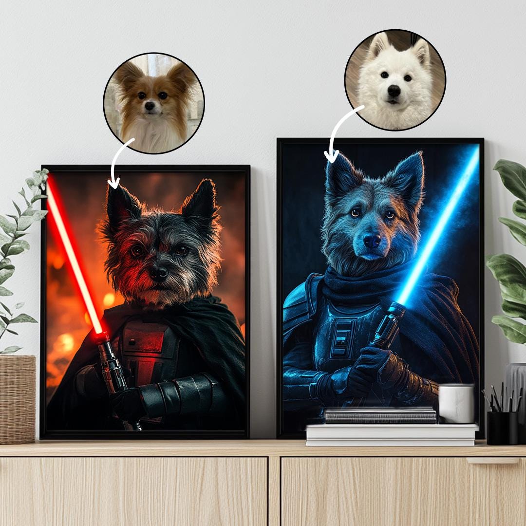 Custom Pet Portrait – Star Wars Inspired Dog Art | Funny Space Theme Digital Download