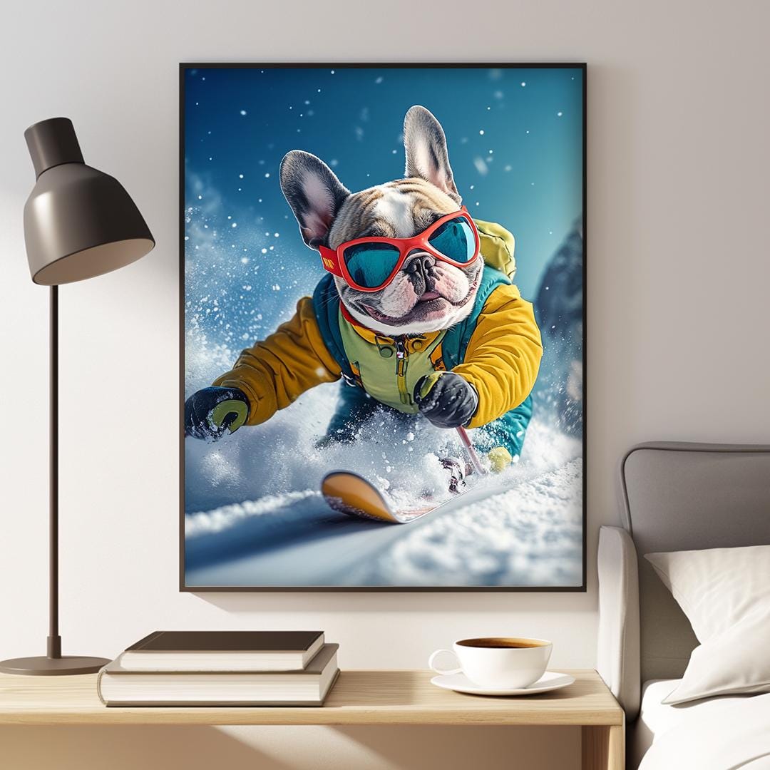 Custom Pet Portrait – Skiing Dog Art | Funny Winter Sports Digital Download