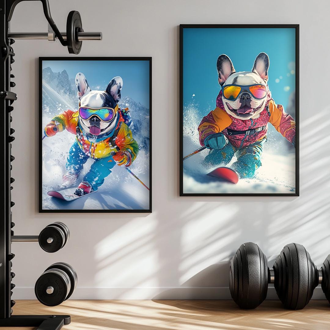 Custom Pet Portrait – Skiing Dog Art | Funny Winter Sports Digital Download