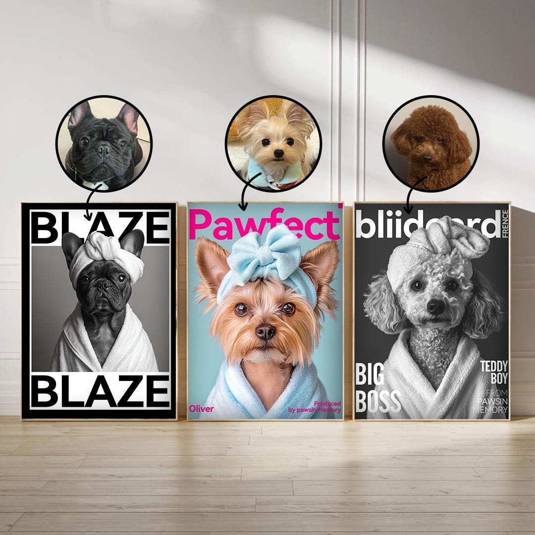Custom Pet Portrait – Magazine Cover Style Dog Art | Printable Digital Download