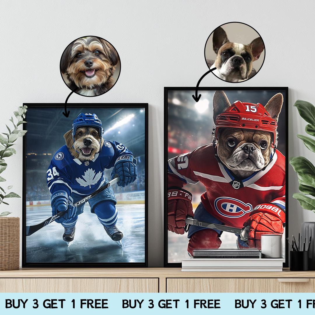 Custom Pet Portrait – Funny Hockey Theme | Dog Sports Art Digital Download