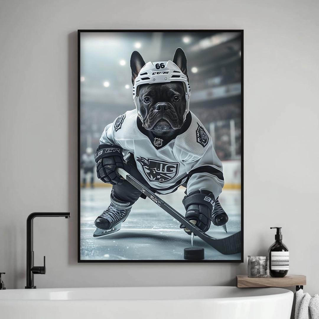 Custom Pet Portrait – Funny Hockey Theme | Dog Sports Art Digital Download