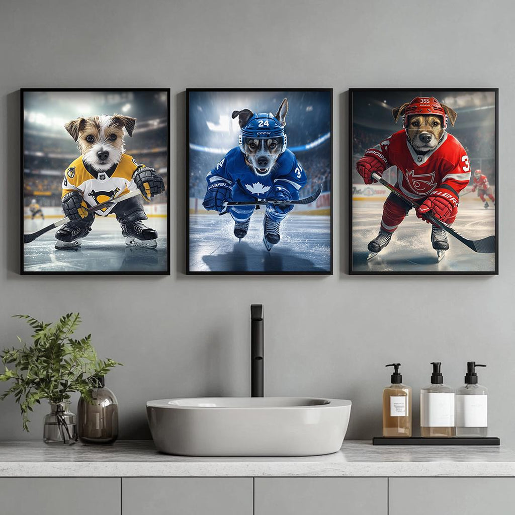 Custom Pet Portrait – Funny Hockey Theme | Dog Sports Art Digital Download
