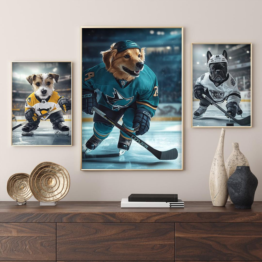 Custom Pet Portrait – Funny Hockey Theme | Dog Sports Art Digital Download