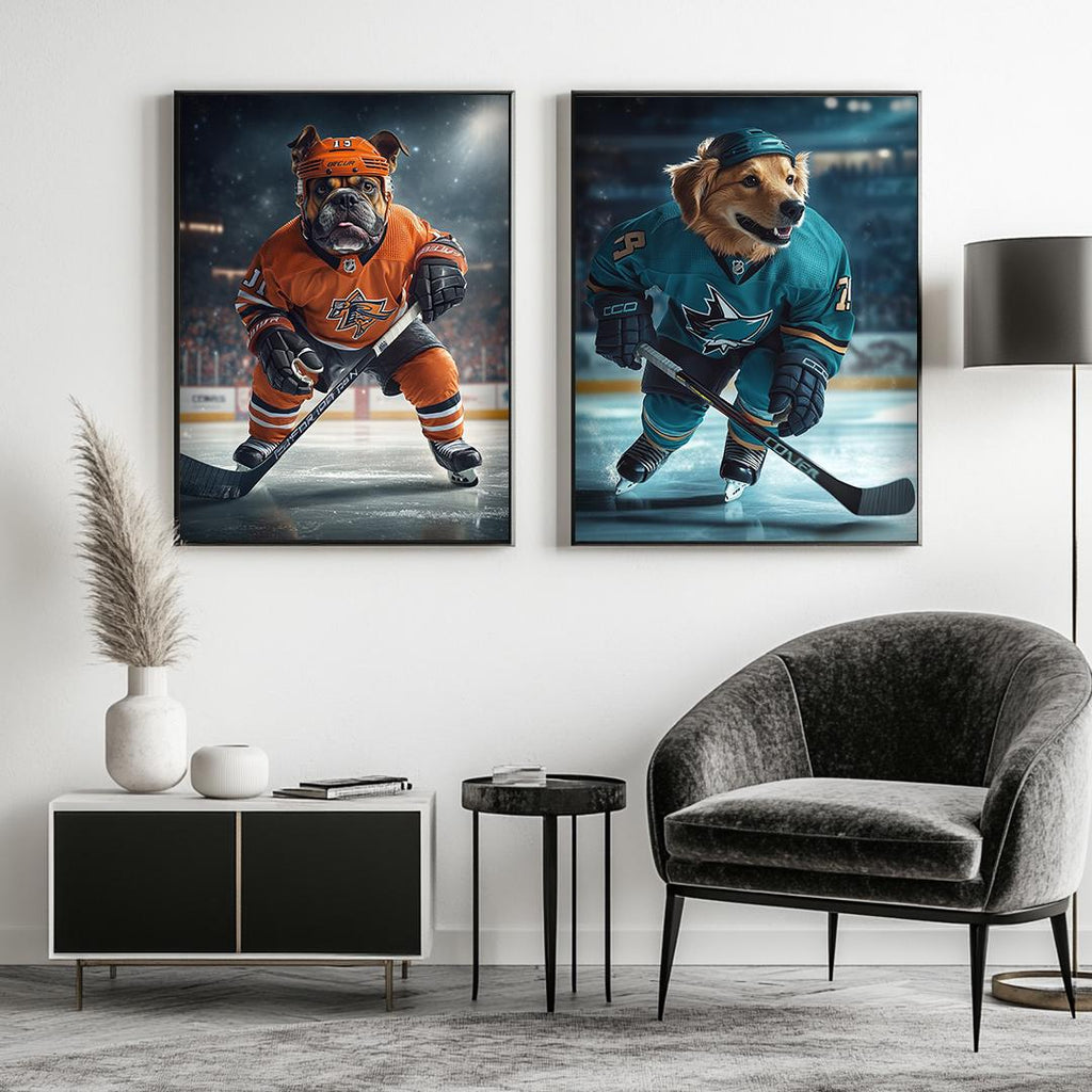 Custom Pet Portrait – Funny Hockey Theme | Dog Sports Art Digital Download