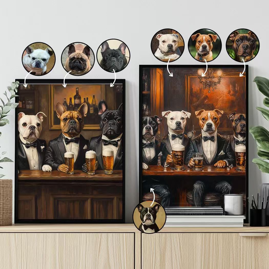 Custom Pet Portraits,Dog Cafe,Kitchen Dog Wall Art,Funny Pet Portrait – Digital Download