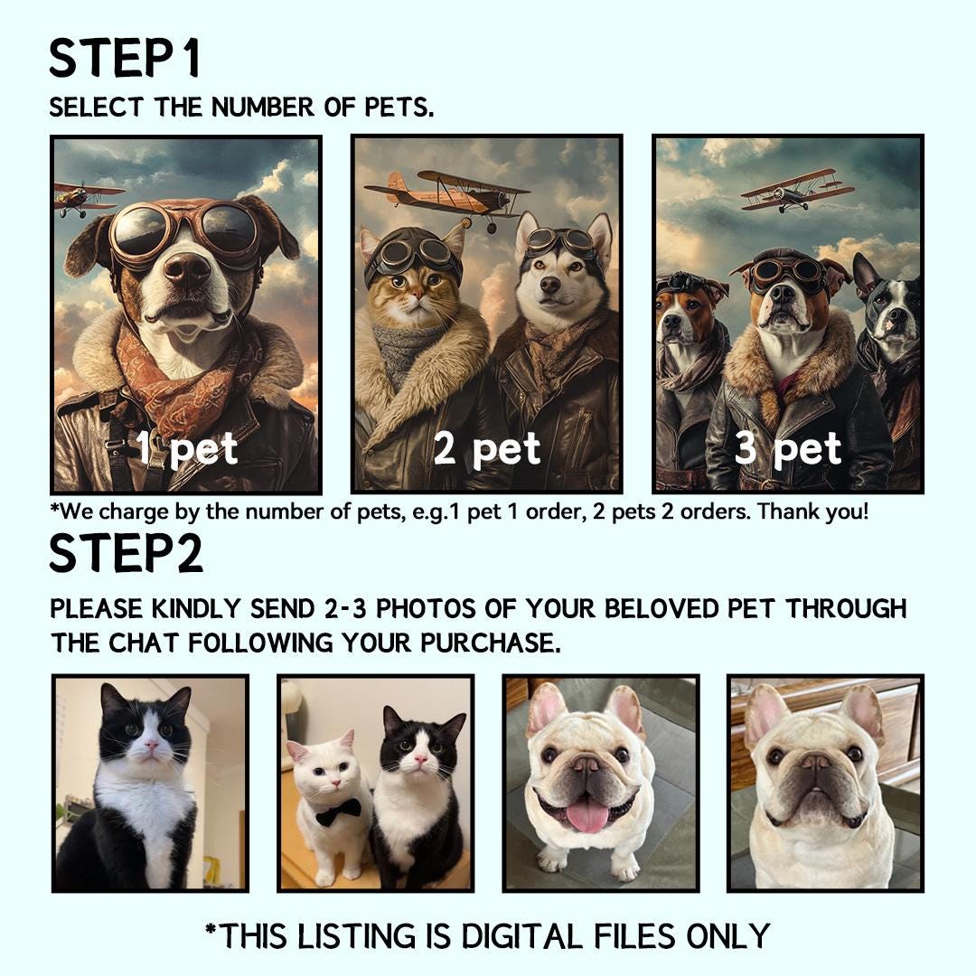 Custom Pet Portrait – Vintage Aviator Dog Art | Retro Pilot Digital Download