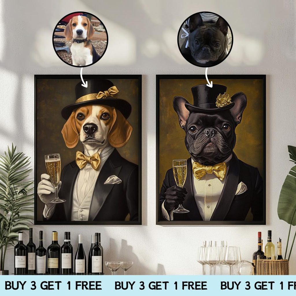 Custom Pet Portrait – Funny Bartender Theme | Dog Behind Bar Digital Download