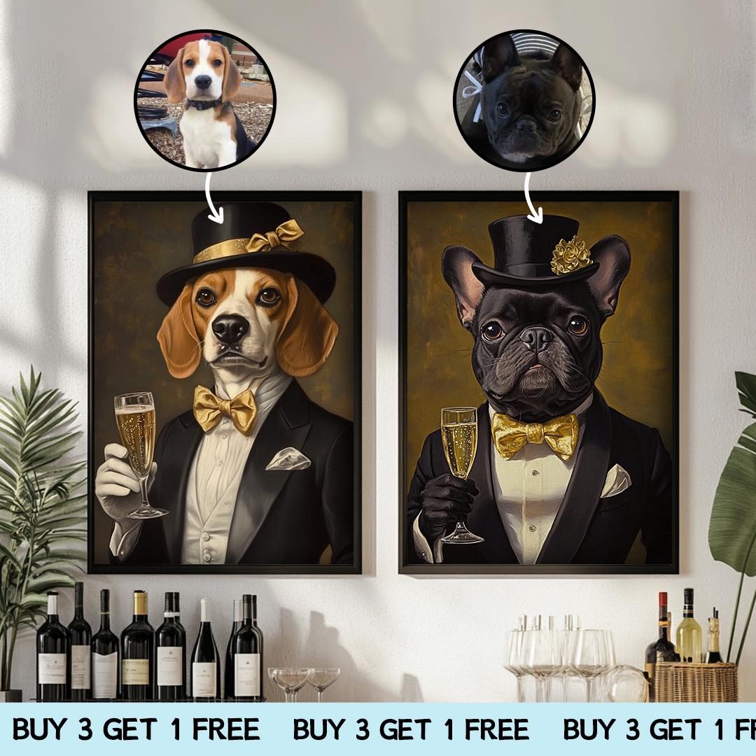 Custom Pet Portrait – Funny Bartender Theme | Dog Behind Bar Digital Download