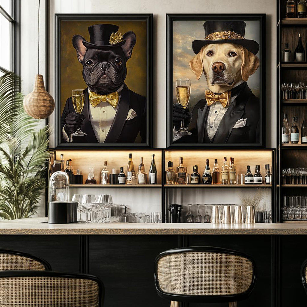 Custom Pet Portrait – Funny Bartender Theme | Dog Behind Bar Digital Download