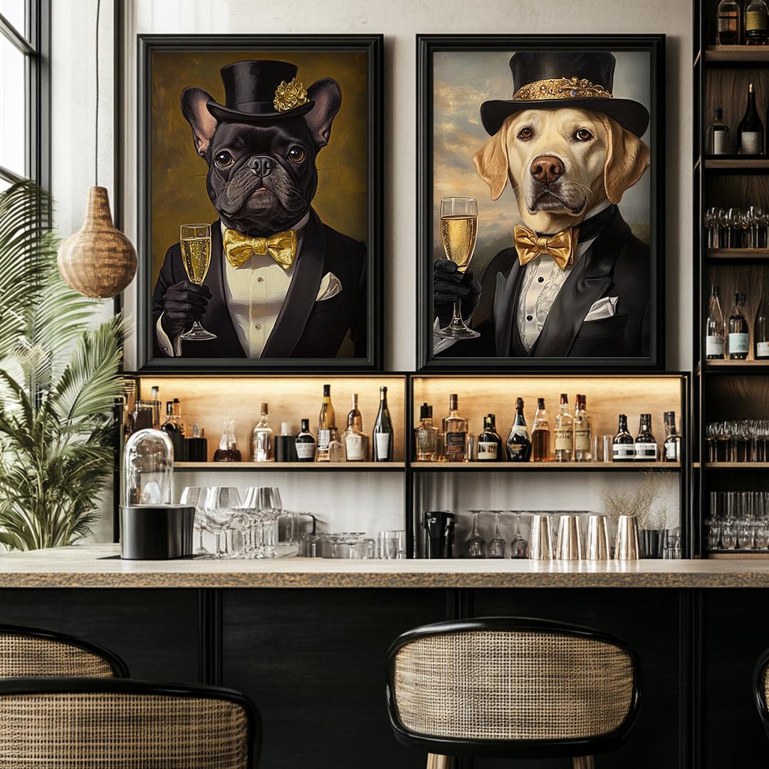 Custom Pet Portrait – Funny Bartender Theme | Dog Behind Bar Digital Download
