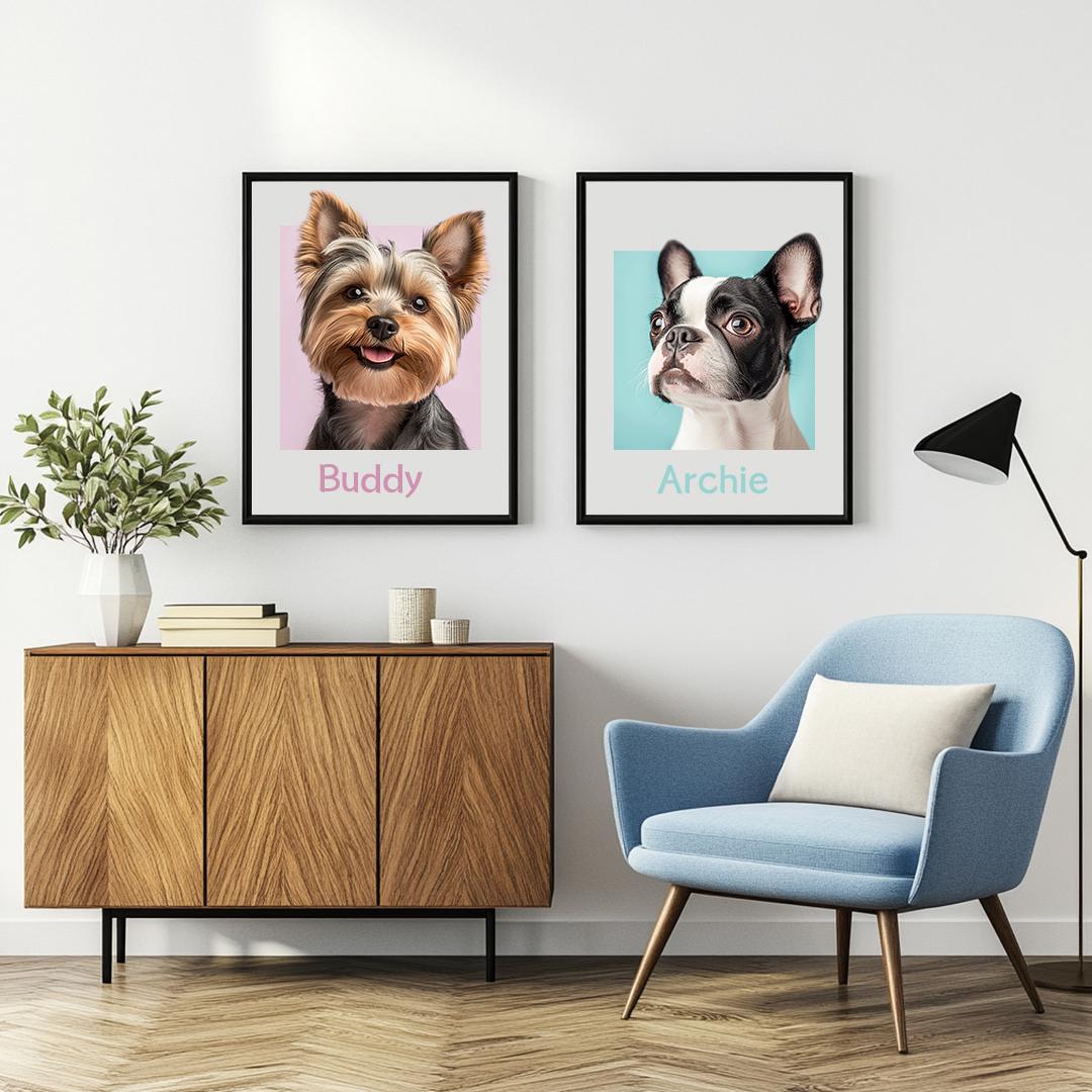 Custom Pet Portrait – Oil Painting Style with Personalized Signature | Elegant Digital Art Download
