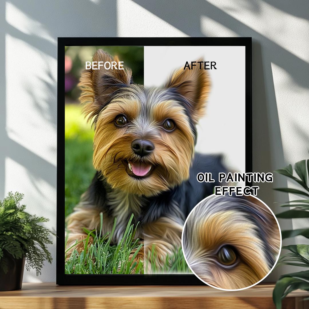 Custom Pet Portrait – Oil Painting Style with Personalized Signature | Elegant Digital Art Download
