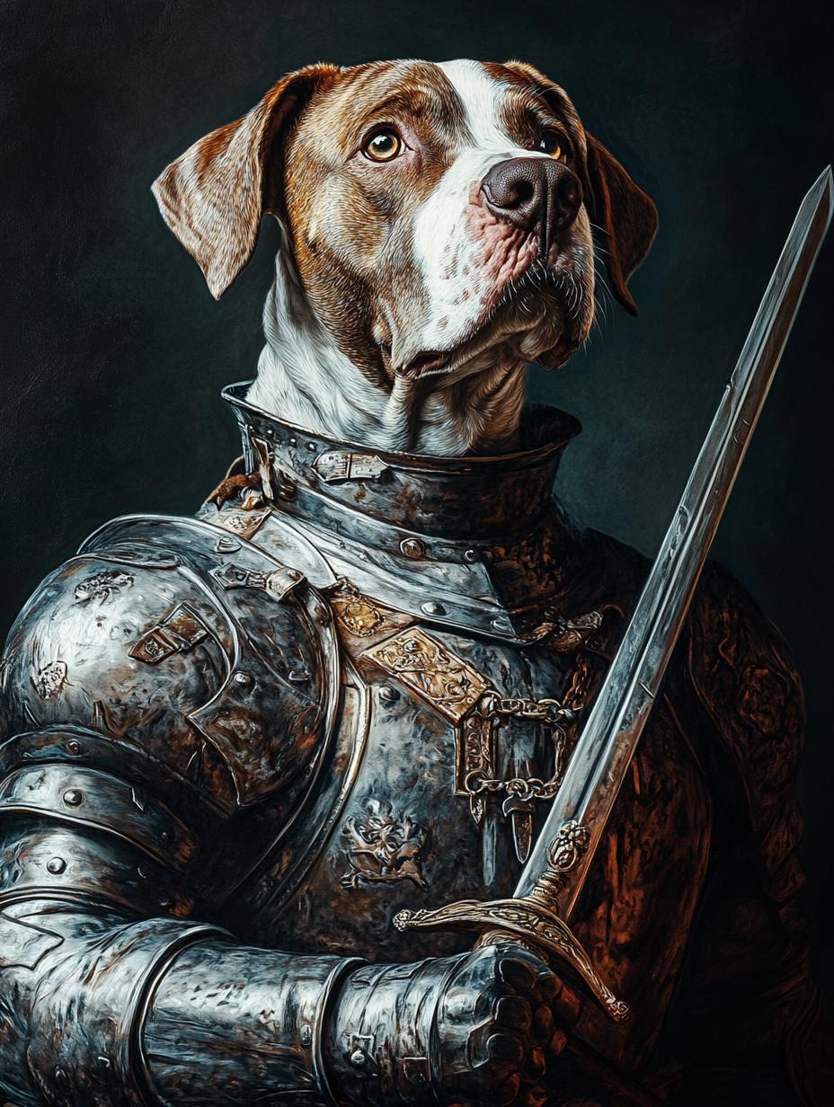 Custom Pet Portrait – Royal Knight Dog Art | Medieval Warrior-Themed Digital Download