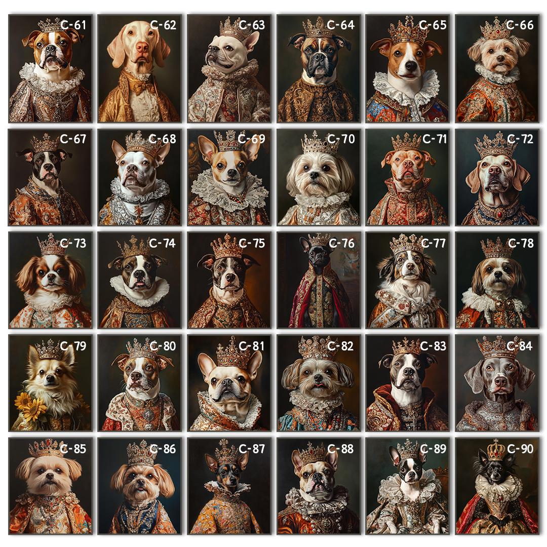 Custom Royal Pet Portrait – King or Queen Theme | Funny Noble Dog Digital Art Download