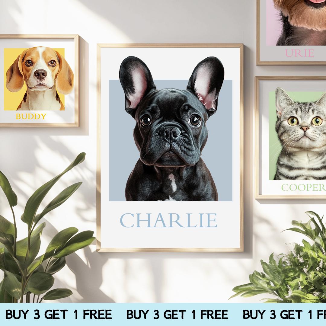 Custom Pet Portrait – Oil Painting Style with Personalized Signature | Elegant Digital Art Download