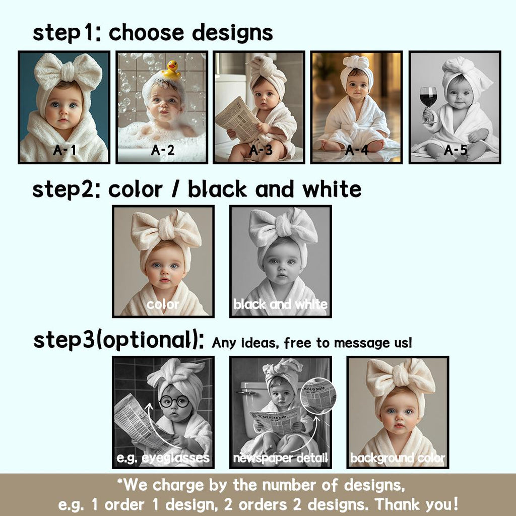 Baby Bathroom Wall Art – Cute Baby in Bath Illustration | Printable Digital Download