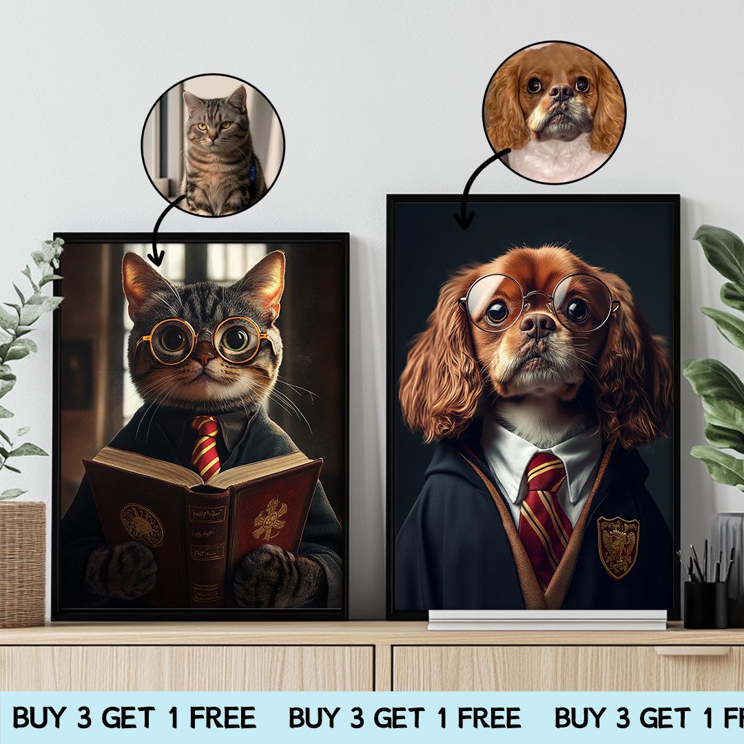 Custom Pet Portrait – Harry Potter Wizard Dog Art | Magical Digital Download for Pet Lovers