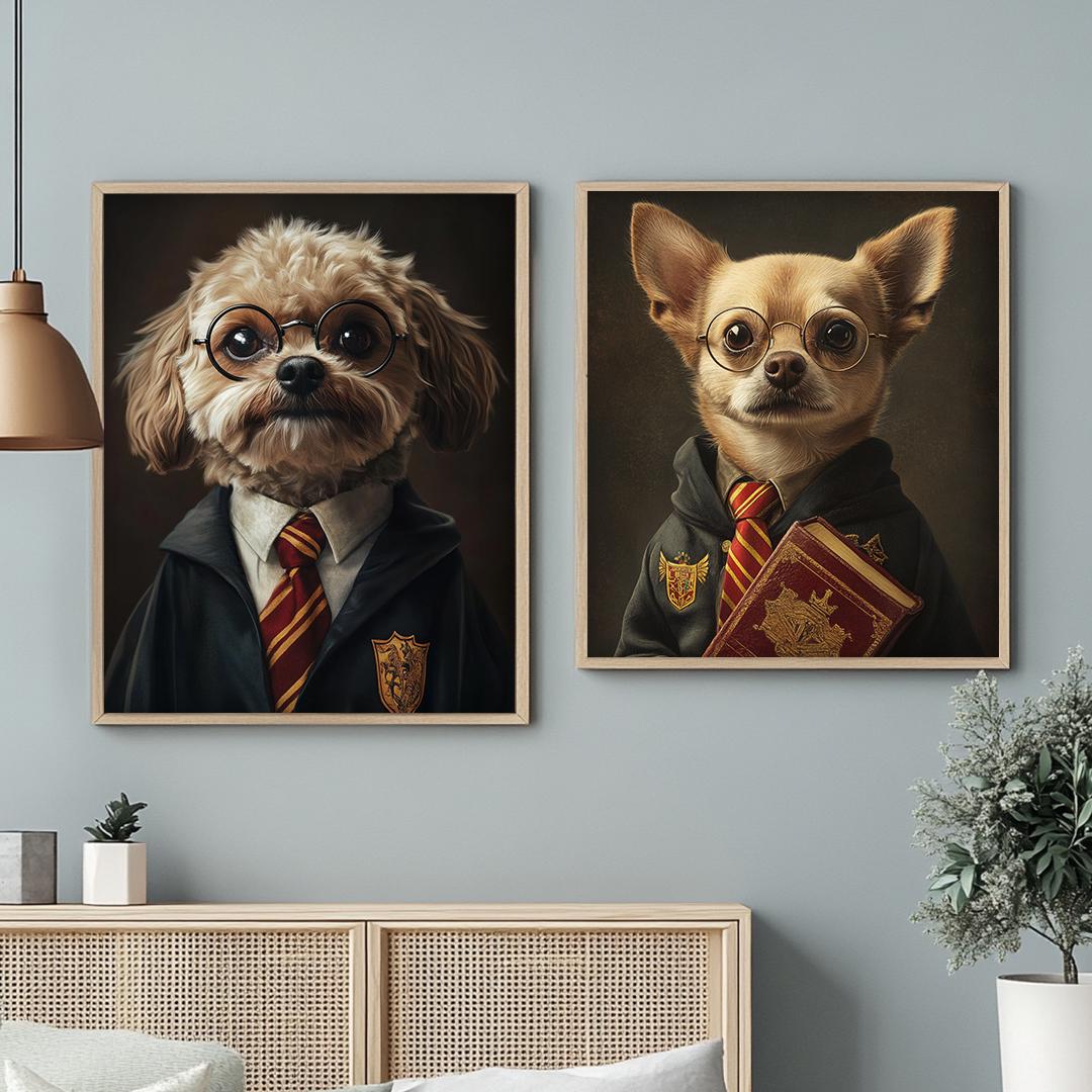 Custom Pet Portrait – Harry Potter Wizard Dog Art | Magical Digital Download for Pet Lovers