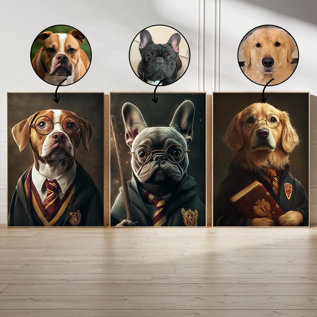 Custom Pet Portrait – Harry Potter Wizard Dog Art | Magical Digital Download for Pet Lovers