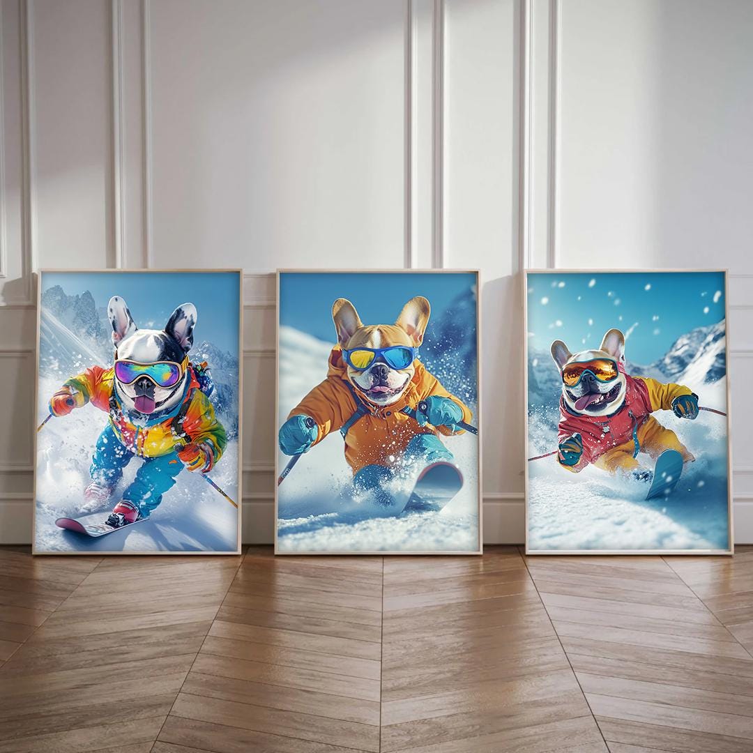 Custom Pet Portrait – Skiing Dog Art | Funny Winter Sports Digital Download