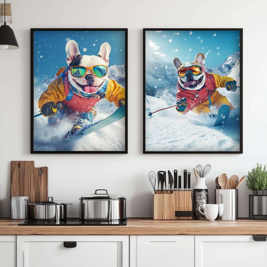 Custom Pet Portrait – Skiing Dog Art | Funny Winter Sports Digital Download
