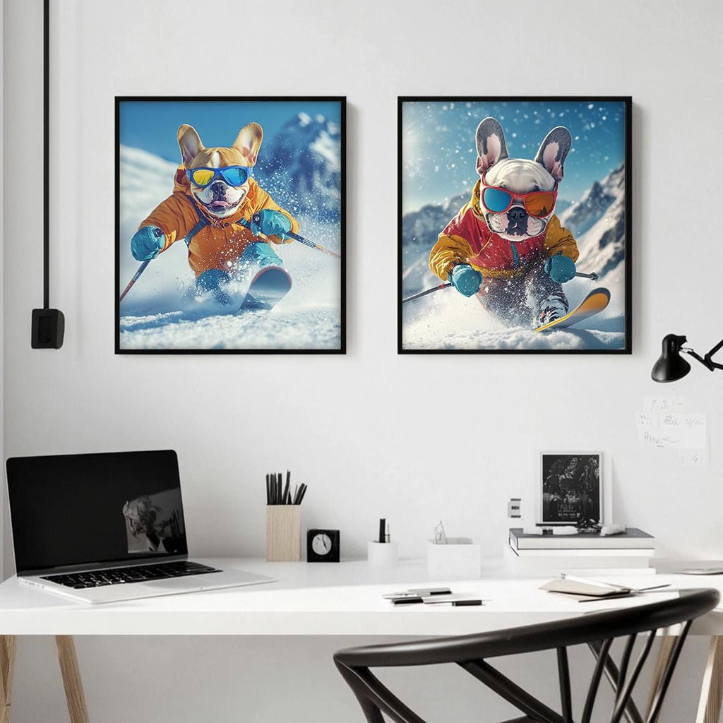 Custom Pet Portrait – Skiing Dog Art | Funny Winter Sports Digital Download
