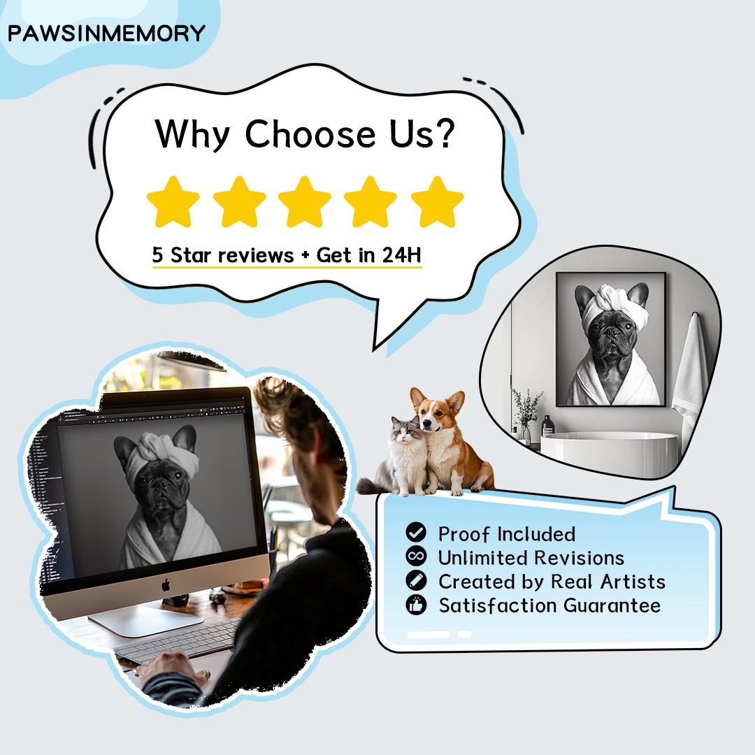Custom Pet Portrait – Funny Bartender Theme | Dog Behind Bar Digital Download