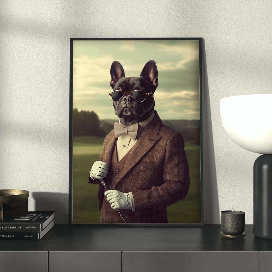 Custom Pet Portrait – Funny Golf Theme Dog Art | Digital Download Sports Pet Illustration