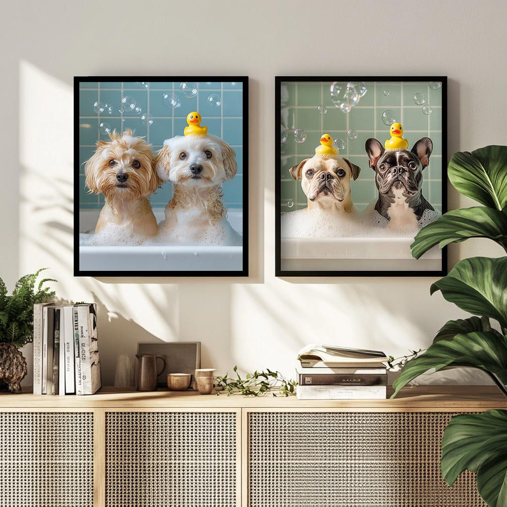 Funny Dog Bathroom Wall Art – 3 Printable Toilet Illustrations Set | Digital Download