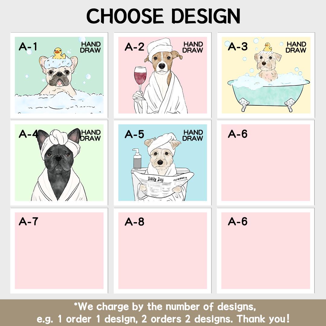 Custom Pet Portrait – Funny Bathroom Dog Art | Hand-Drawn Digital Download for Wall Decor