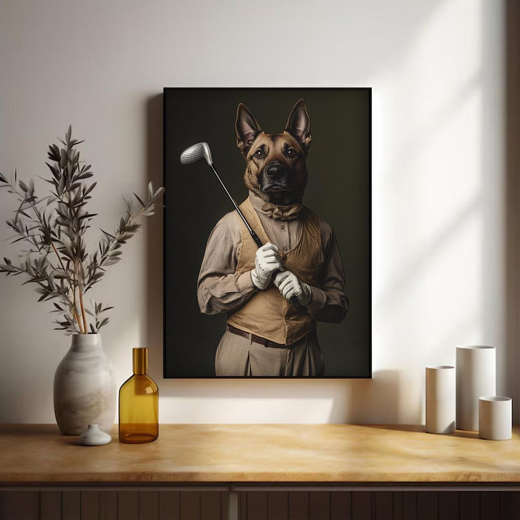 Custom Pet Portrait – Funny Golf Theme Dog Art | Digital Download Sports Pet Illustration