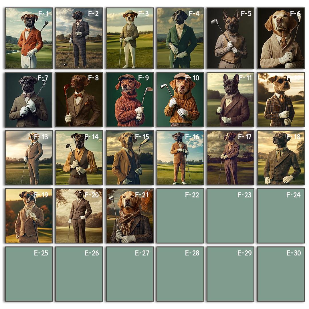 Custom Pet Portrait – Funny Golf Theme Dog Art | Digital Download Sports Pet Illustration