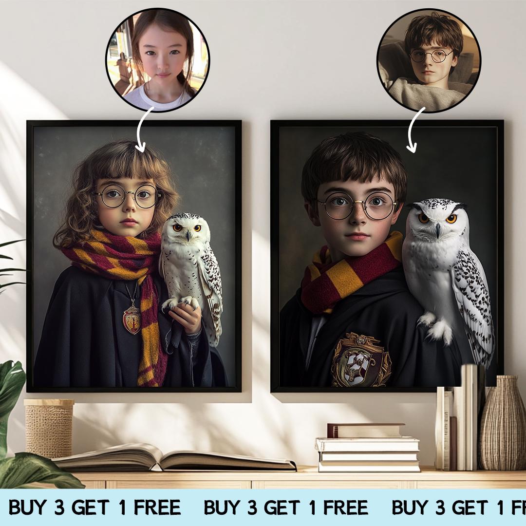 Custom Wizard Portrait – Harry Potter Style Character Art | Magical Digital Download