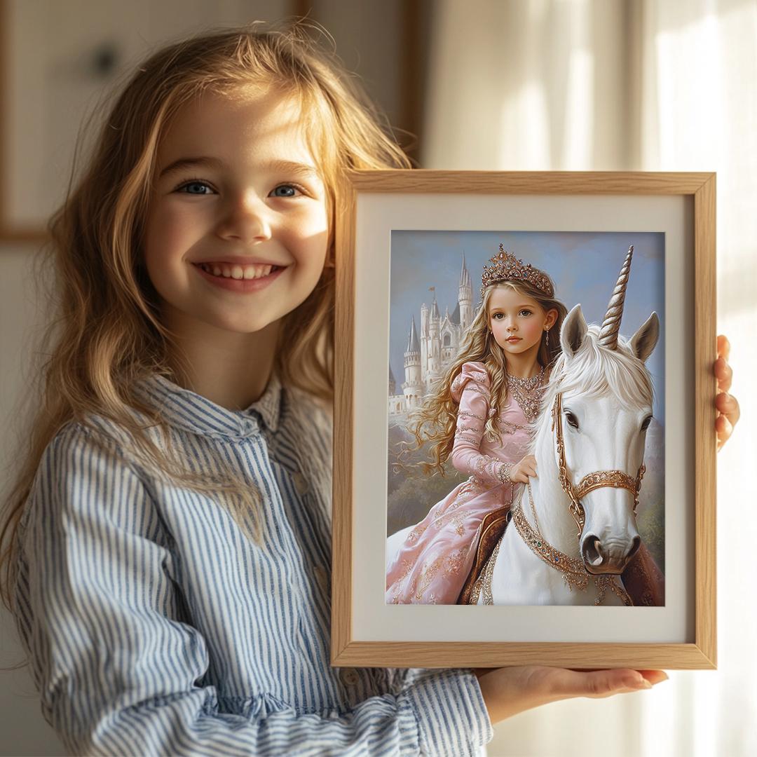 Princess Wall Art for Girls – Cute Cartoon Baby Girl Print | Digital Nursery Download
