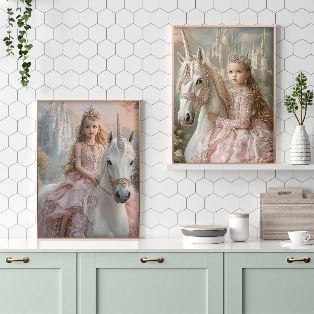 Princess Wall Art for Girls – Cute Cartoon Baby Girl Print | Digital Nursery Download