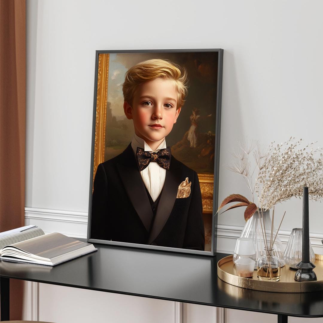 Royal Boy Portrait – Custom Noble Gentleman Illustration for Kids | Digital Download