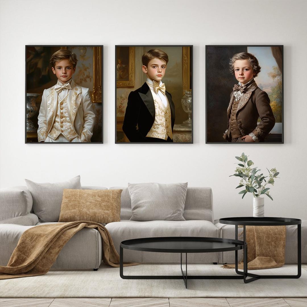 Royal Boy Portrait – Custom Noble Gentleman Illustration for Kids | Digital Download