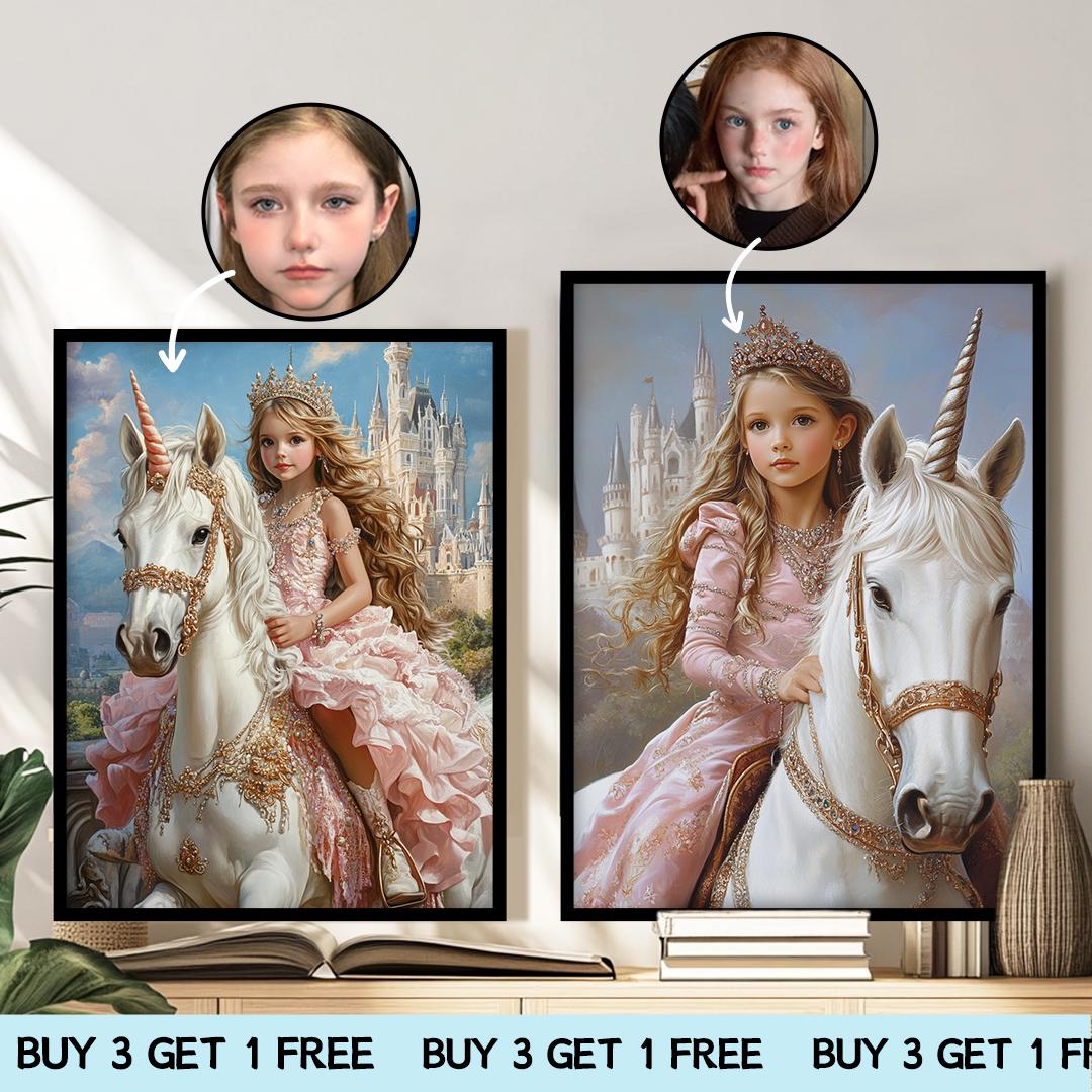 Princess Wall Art for Girls – Cute Cartoon Baby Girl Print | Digital Nursery Download