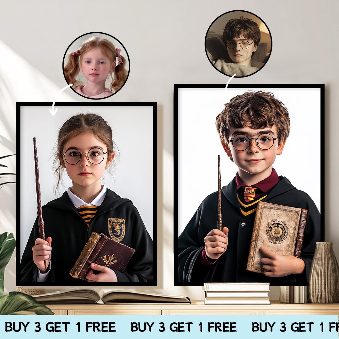 Custom Wizard Portrait – Harry Potter Style Character Art | Magical Digital Download