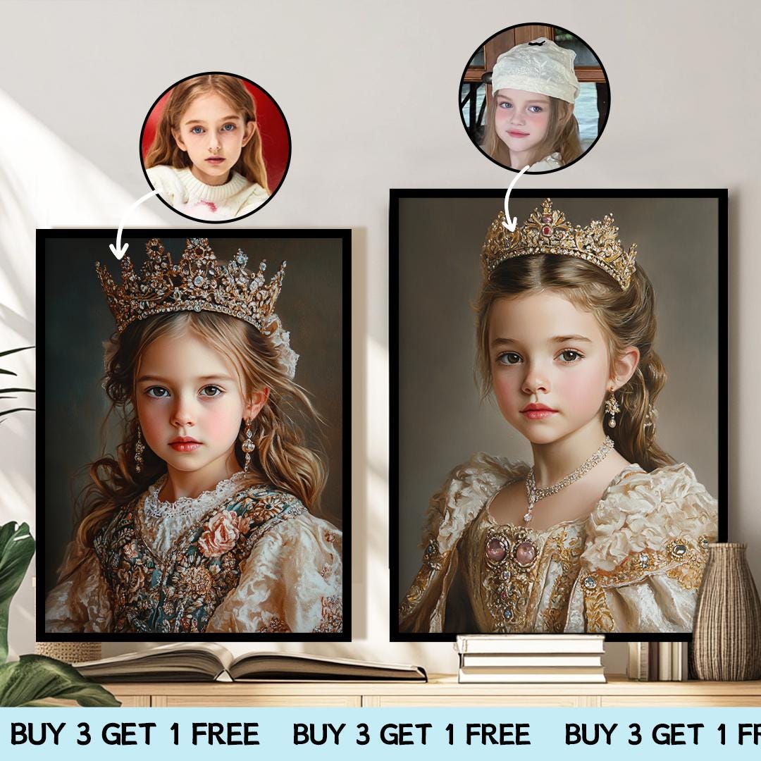 Noble Princess Wall Art – Royal Baby Girl Portrait | Elegant Nursery Digital Download
