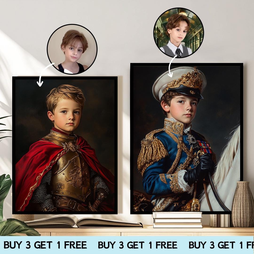 Royal Prince Portrait for Boys – Custom Noble Illustration | Digital Nursery Download