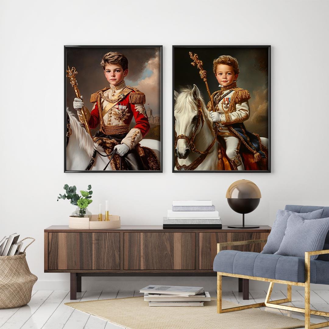 Royal Prince Portrait for Boys – Custom Noble Illustration | Digital Nursery Download