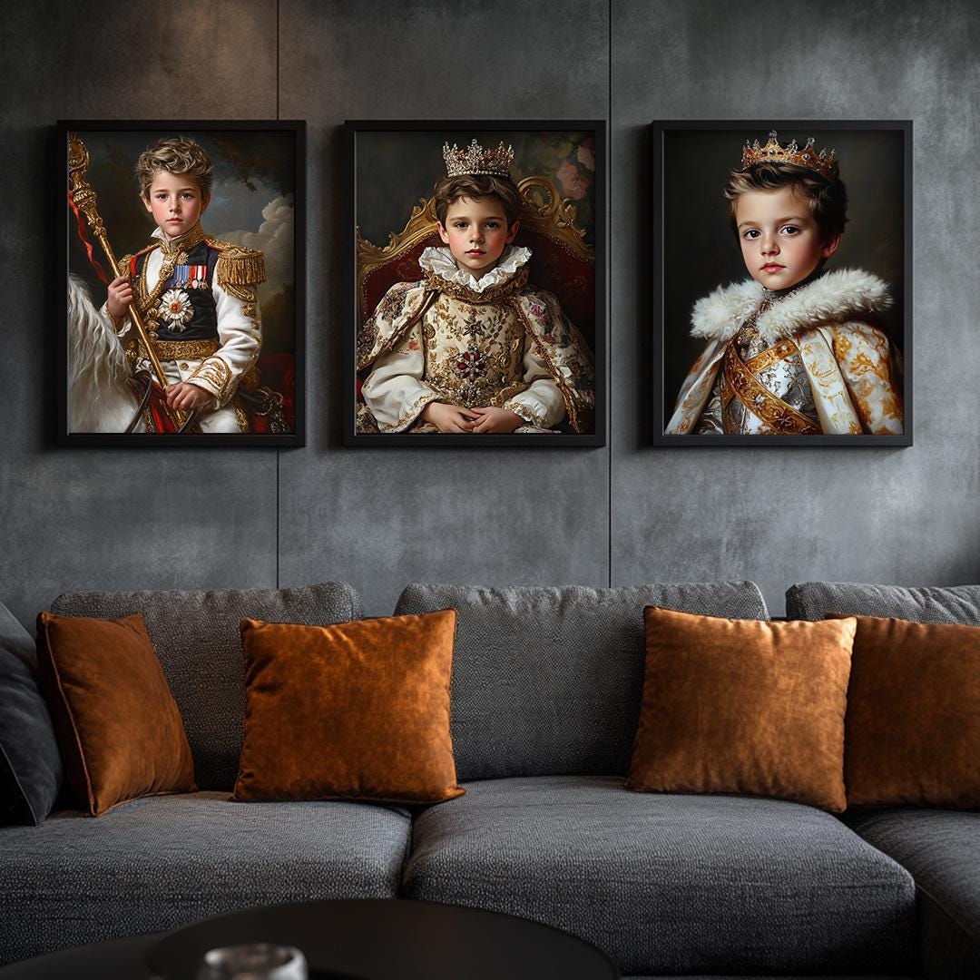 Royal Prince Portrait for Boys – Custom Noble Illustration | Digital Nursery Download