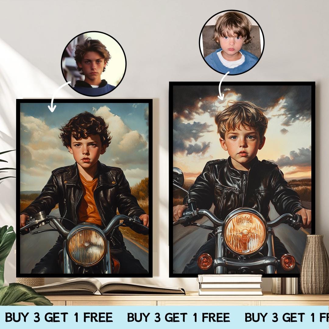 Custom Motorcycle Rider Portrait – Biker Character Art | Digital Download