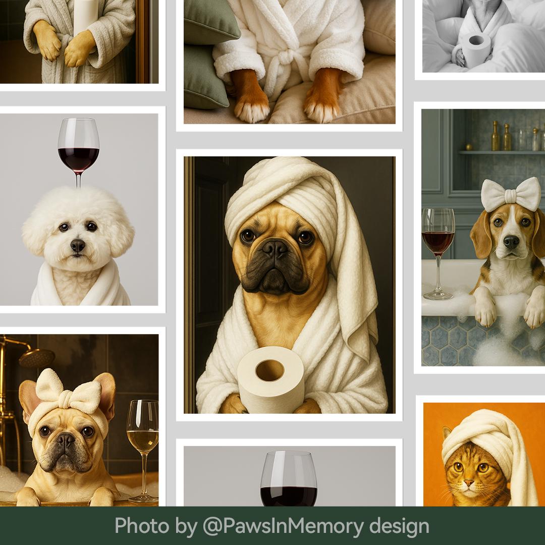 Funny Dog Bathroom Wall Art – 3 Printable Toilet Illustrations Set | Digital Download