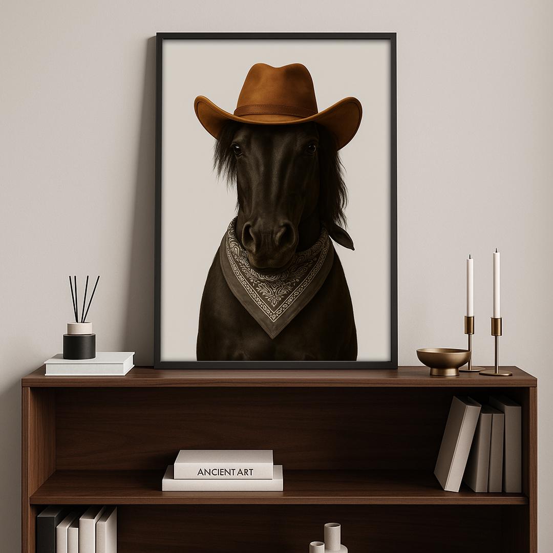 Custom Pet Portrait – Western Cowboy Theme | Funny Dog Art Digital Download