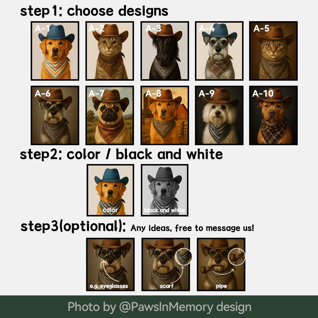 Custom Pet Portrait – Western Cowboy Theme | Funny Dog Art Digital Download
