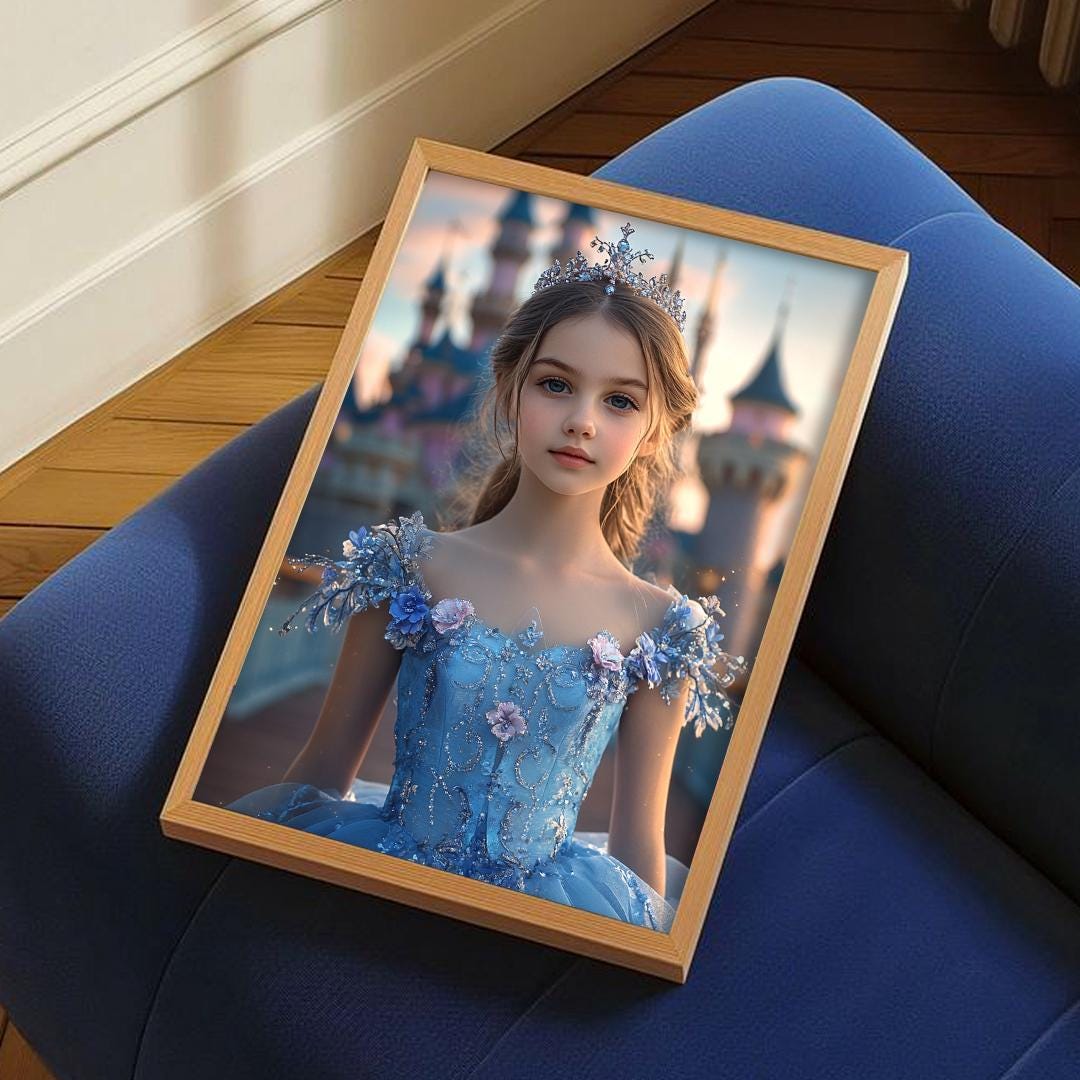 Princess Portrait for Girls – Custom Fairy-Tale Illustration | Digital Nursery Download