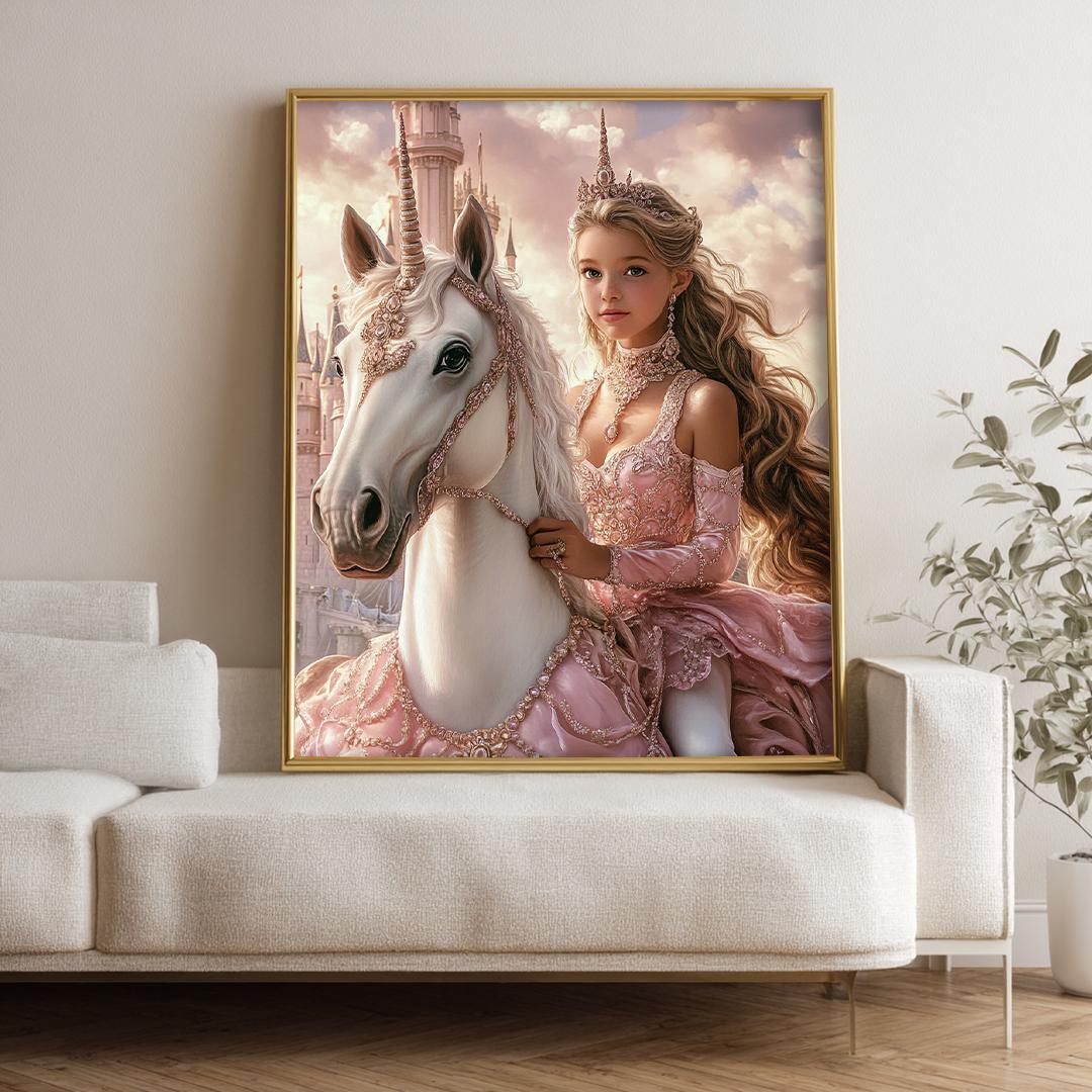 Princess Wall Art for Girls – Cute Cartoon Baby Girl Print | Digital Nursery Download